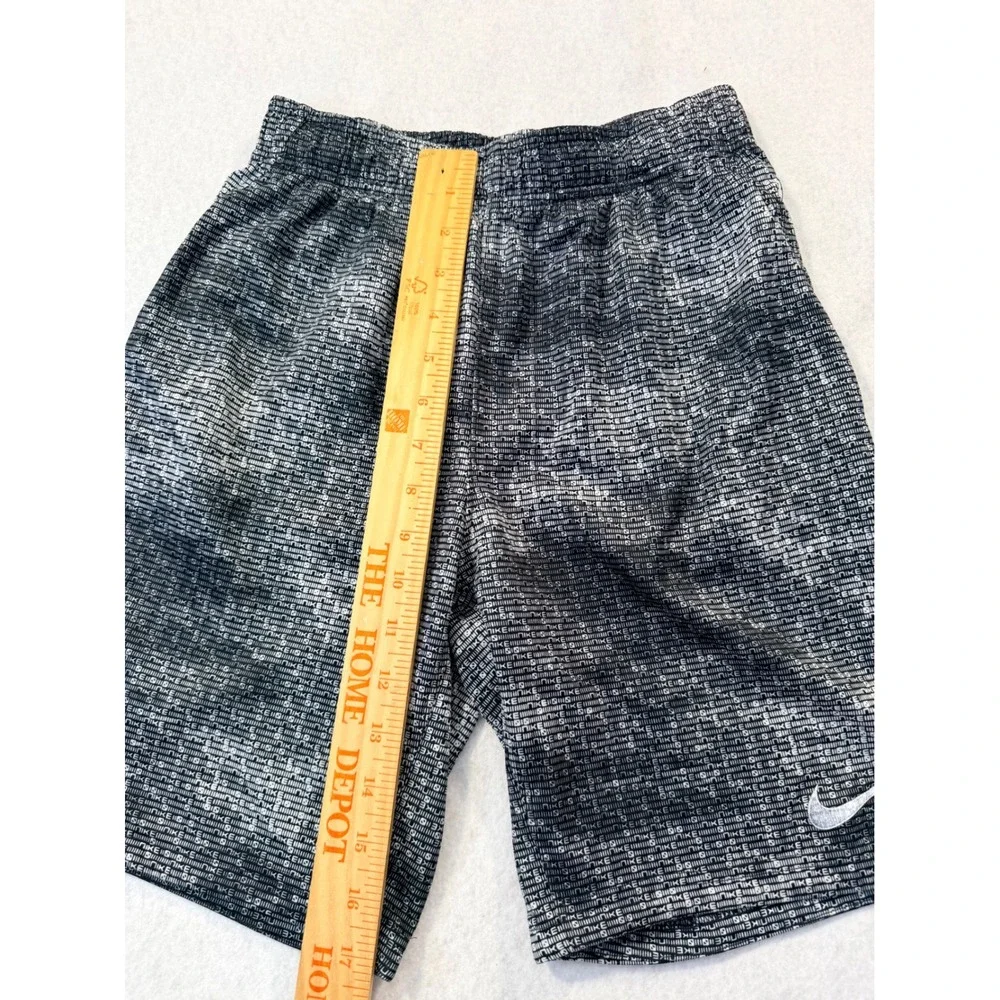 Nike Mens Monogram Logo Athletic Shorts Black Grey White Elastic Waist Size XL